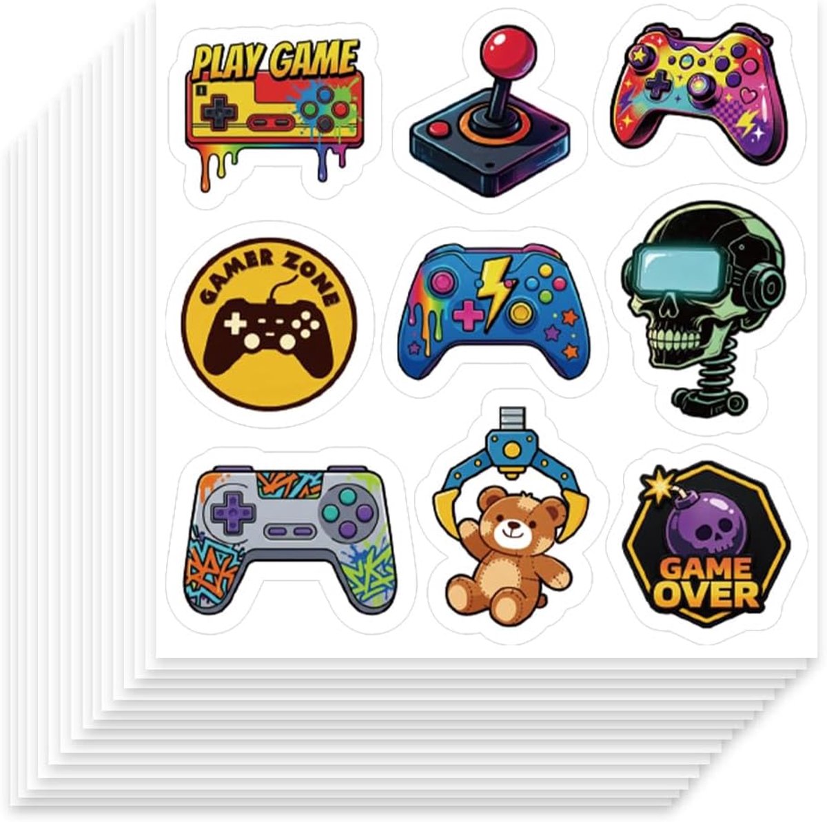 SnelShoppen - 450 Stuks Coole Cartoon Gamepad Stickers - Zelfklevende Gaming PVC Vinyl Waterdichte Stickers voor Laptop, Telefoon, Waterflessen, Bagag