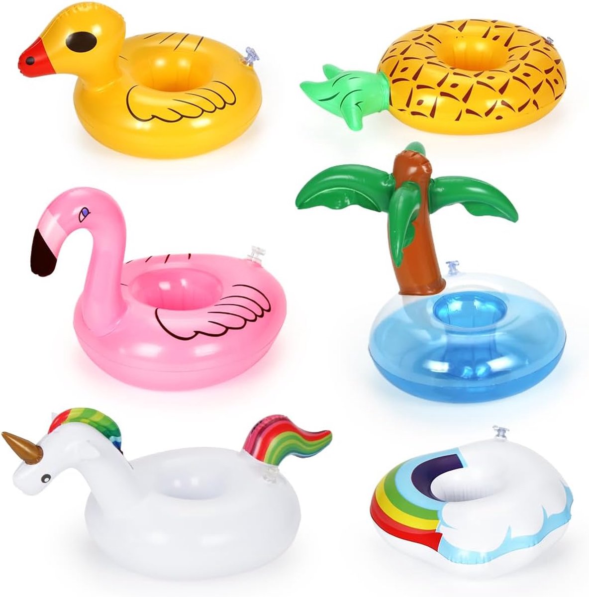 Opblaasbare Drijvende Cupholder Set - 6 Stuks - Hoogwaardig Waterdicht Materiaal - Perfect voor Zomerfeestjes - SnelShoppen