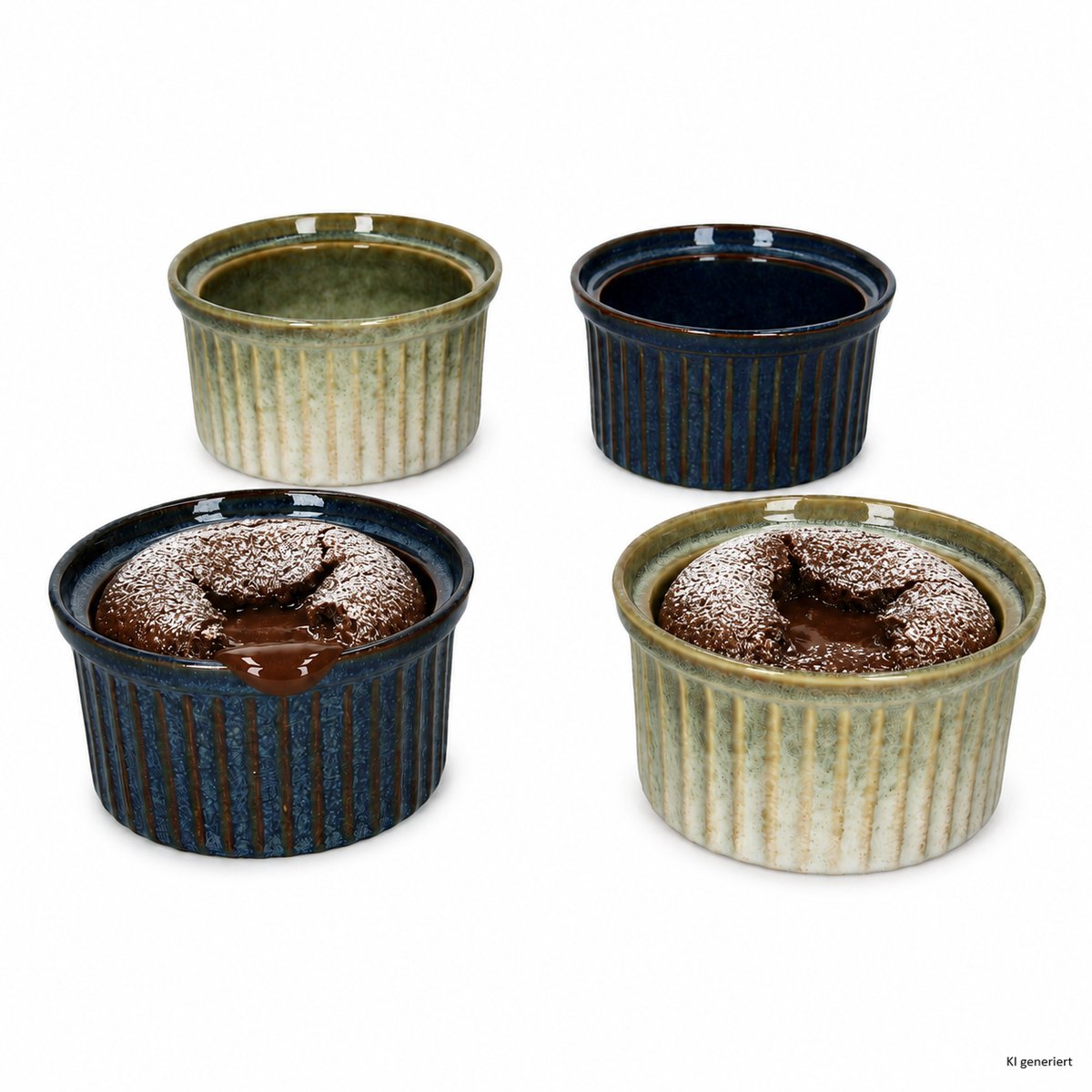 4-delige set CHEF soufflévormpjes Ø9,5cm 2x Blauw & 2x Mint van aardewerk – 24302477