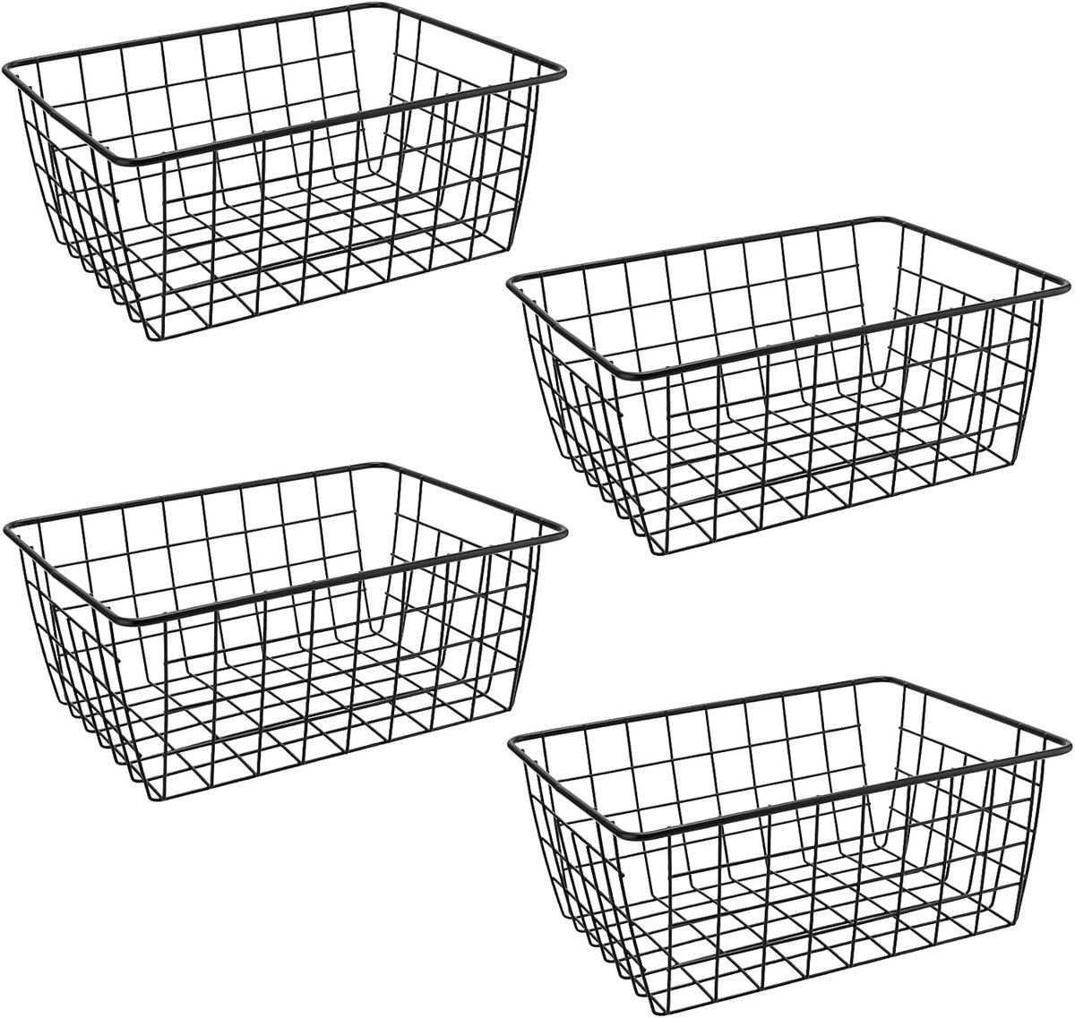 Draadopbergmanden 4 Stuks - Metaal - Zwart - Ideaal voor badkamer en kantoor - SnelShoppen