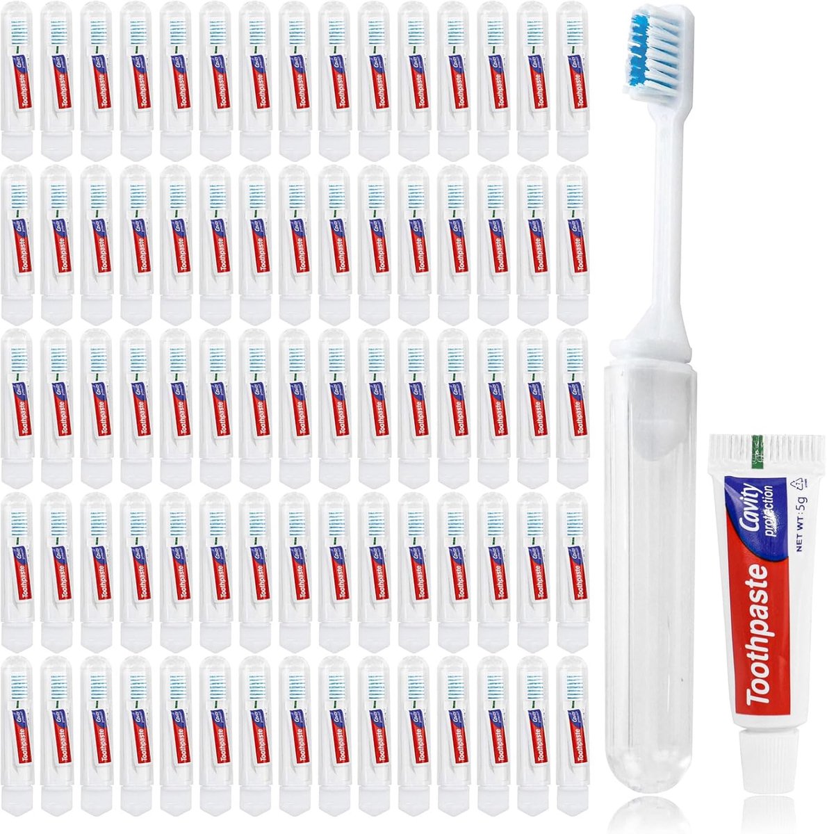 Reistandenborstel 100 stuks - opvouwbaar - individueel verpakt - perfect voor onderweg - SnelShoppen