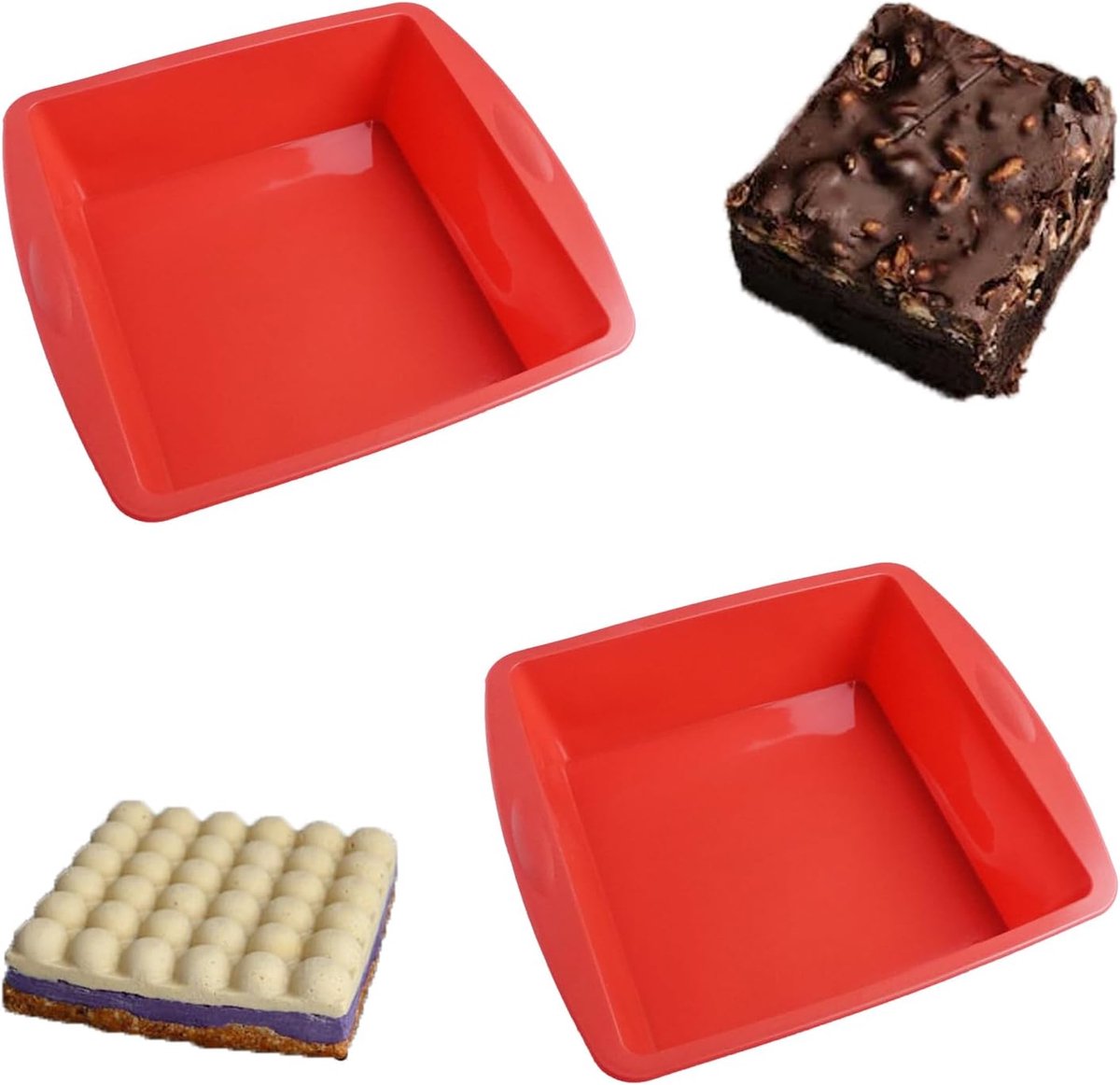 Siliconen bakvorm 20 cm - hoekig - antiaanbaklaag - ideaal voor brownies en brood - SnelShoppen