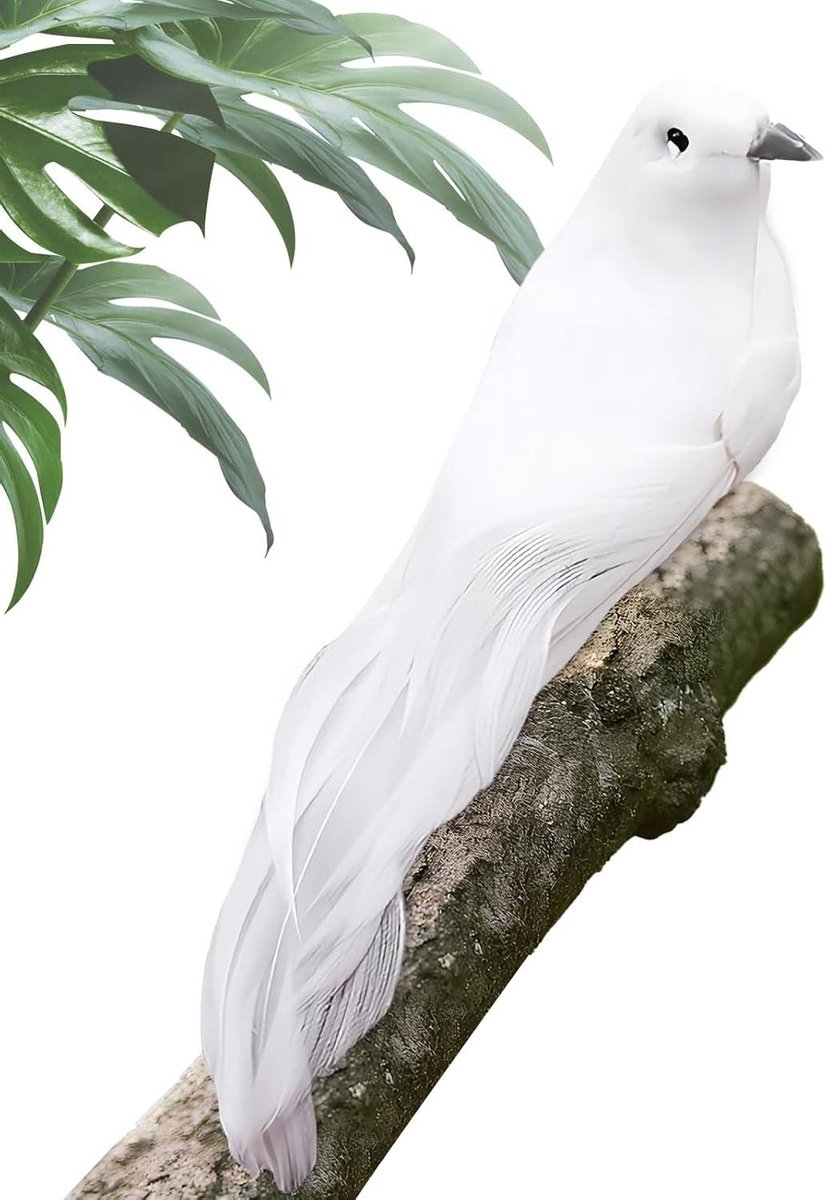 Kunstvogels Decoratie - Nepvogels Ornamenten - Huis Aankleden - Realistisch Ontwerp - 13 cm Lengte - Wit