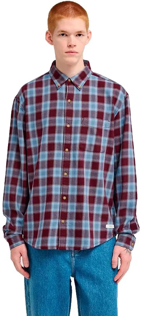 Element Button Down Flannel Regular Fit Overhemd Met Lange Mouwen Blauw S Man