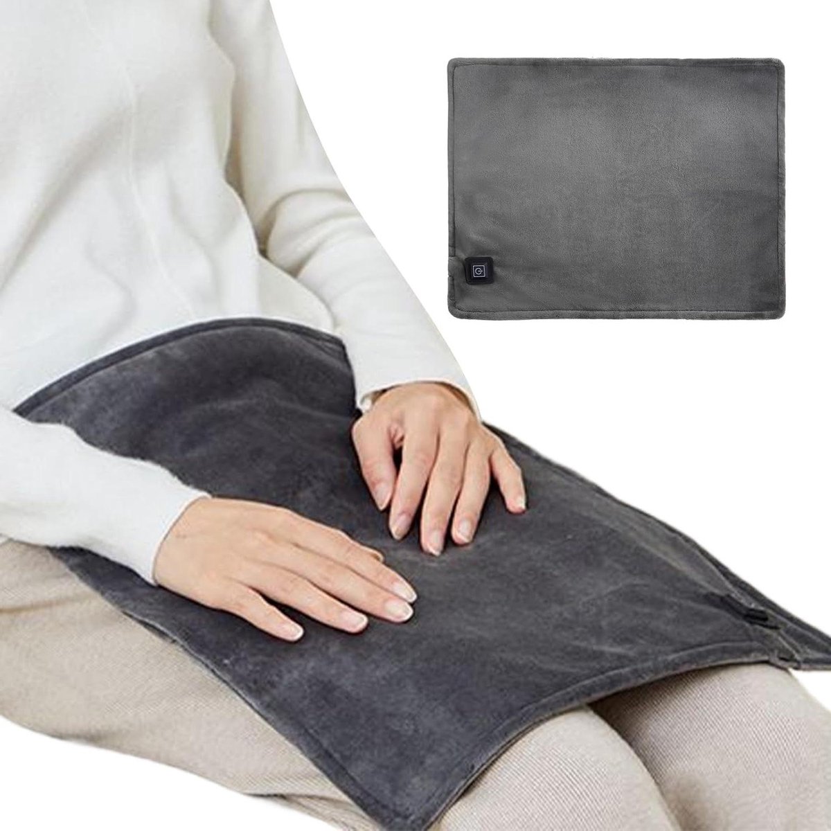 Elektrische warmtedeken - Verwarmingskussen - Comfortabele warmte - 3 warmteniveaus - 45 x 35 cm - Grijs