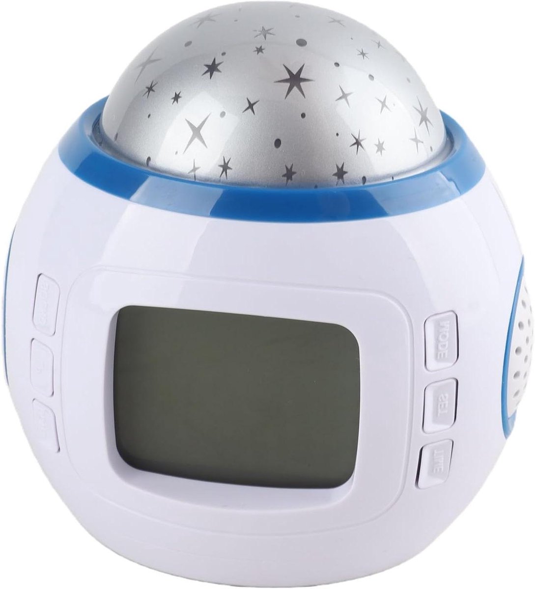 Sterrenhemel Projector Wekker - Nachtlampje Kinderkamer - Ontspannen Sfeer Creëren - Muziek Dansende Projectie - 10.5x10.5x8.5 cm - Wit