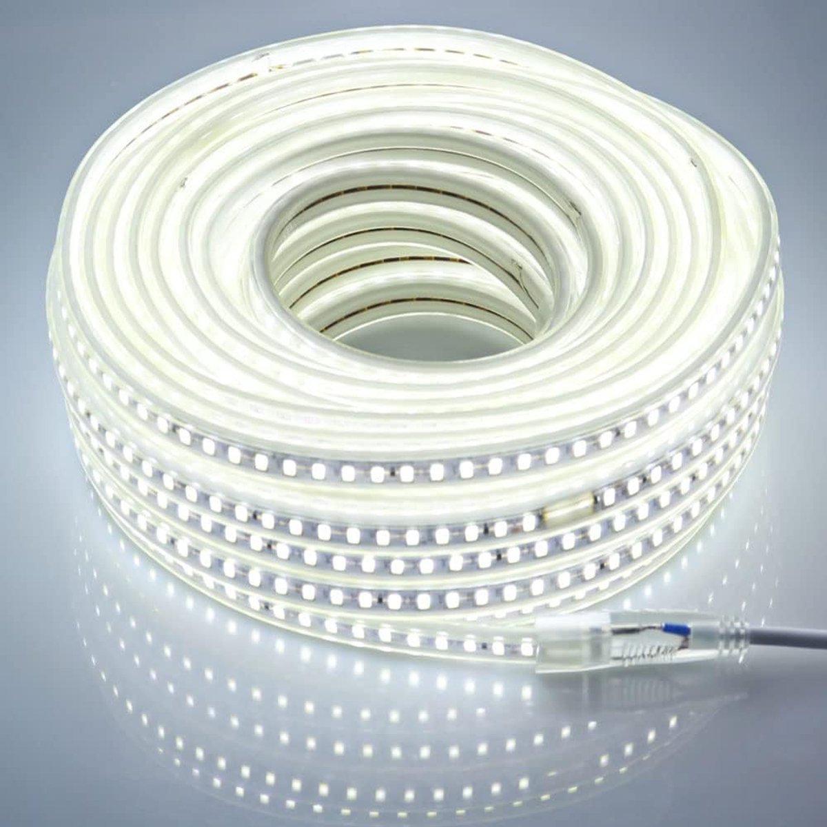 LED Strip 220V 20M Koud Wit - 6000K - IP67 Waterdicht - Eenvoudige installatie met clips en schroeven - SnelShoppen