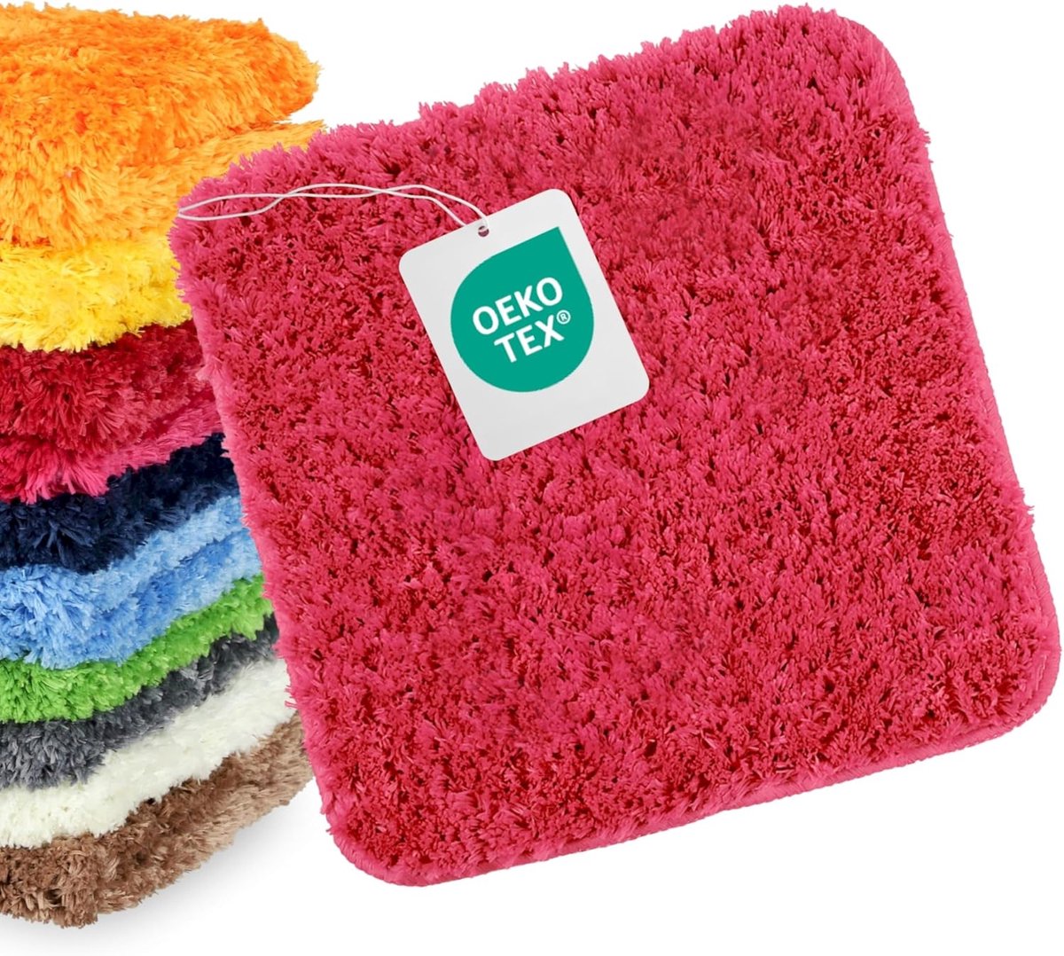 Badmat 45 x 45 cm - Berry - Vierkant en Antislip - Fluffy en Wasbaar - SnelShoppen