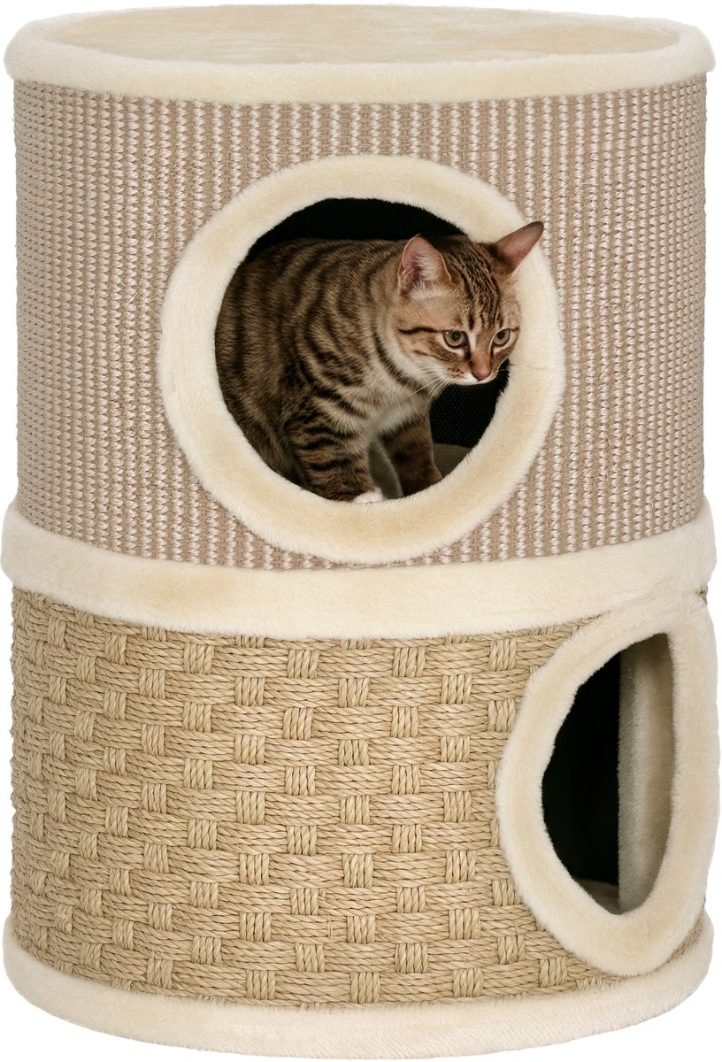 PawHut Kattentoren - Spaanplaat, Sisal - 35,5x35,5x49cm - Khaki en Koffie