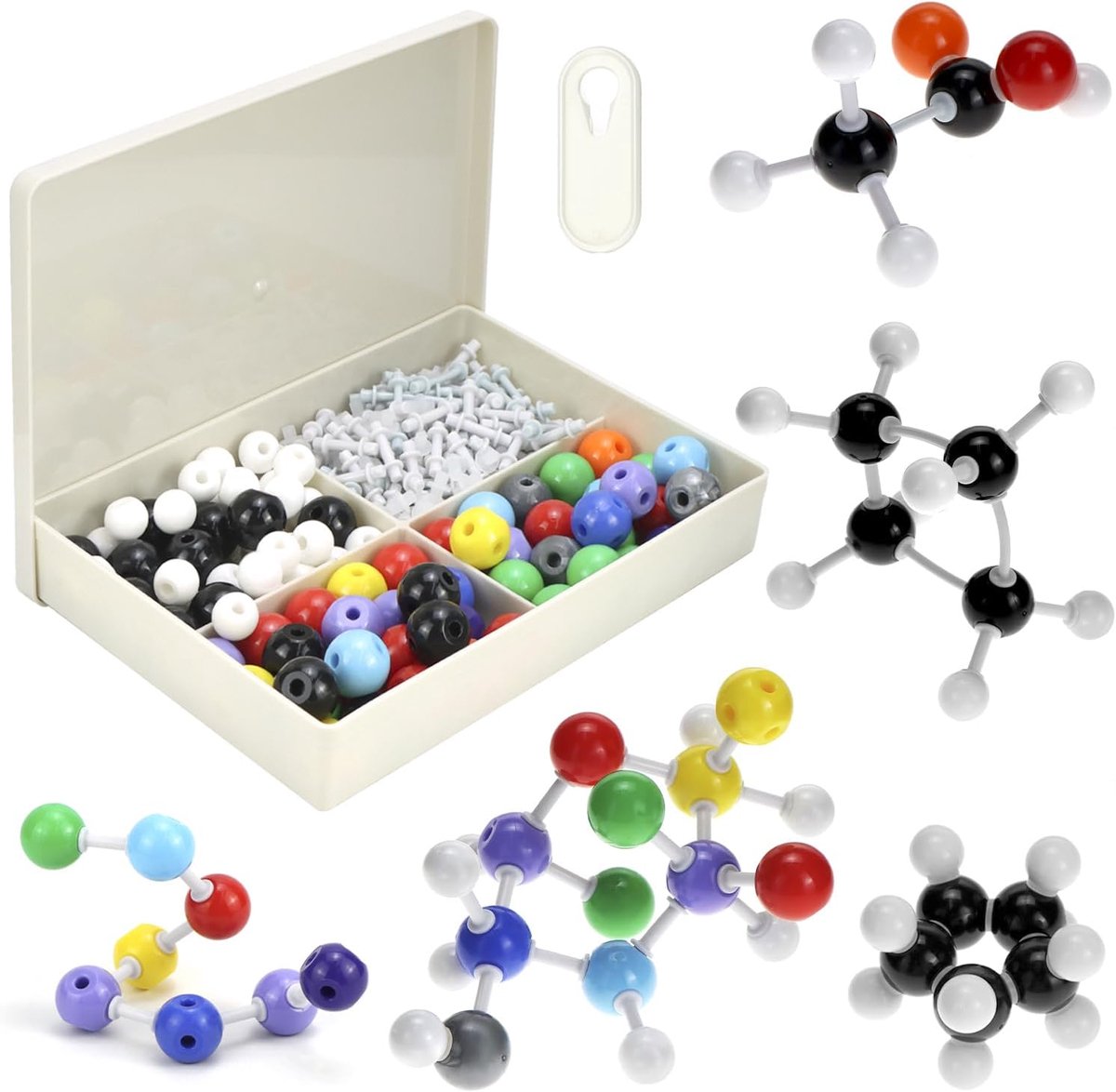 Moleculair modelset 240 delen - kunststof - geschikt voor chemie onderwijs - veelzijdige leermiddel - SnelShoppen