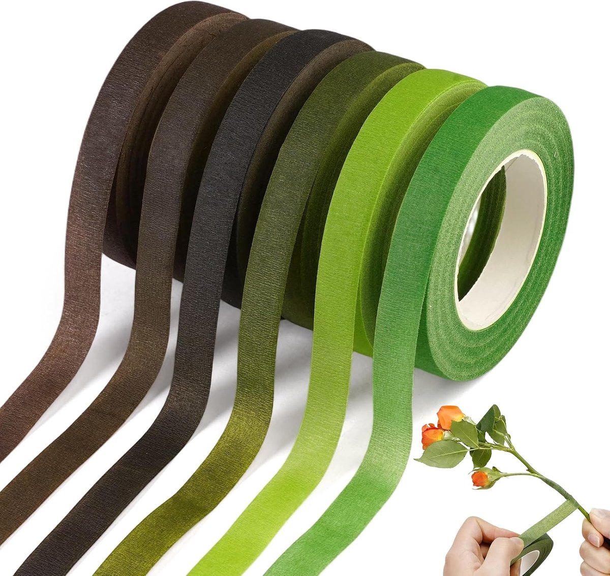 Floristentape 12mm x 27m - Zelfklevend - 6 Kleuren voor Creatieve Projecten - Perfect voor Bloemen - SnelShoppen