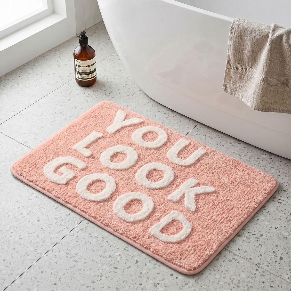 Badmat antislip - kleurrijk met letters - zacht en absorberend - perfect voor badkamerdecoratie - SnelShoppen