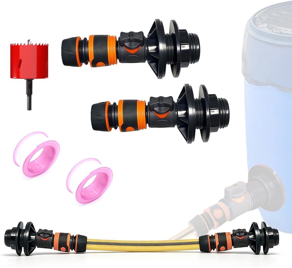 Tankdoorvoer met afsluitkraan - 3/4 Inch x 16 mm - set van 2 - voor regenton en wateropslag - SnelShoppen