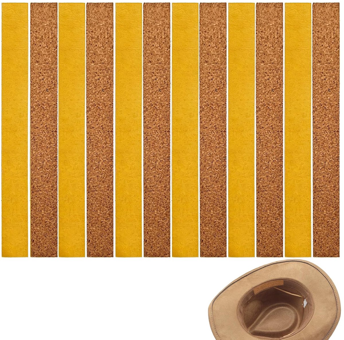 Zelfklevende kurkstrips voor hoedmaat - 12 stuks - natuurlijk materiaal - optimale pasvorm en comfort - SnelShoppen