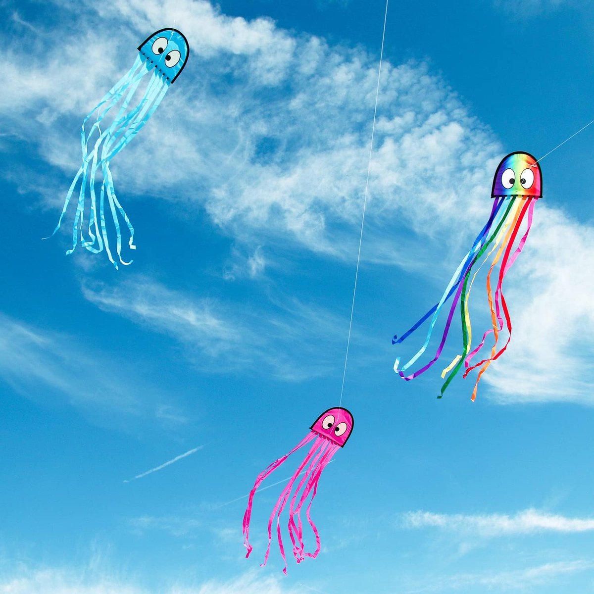 Vlieger Octopus Kinderen - Mini Vlieger met Handvat en 40 Meter Draad - Kleurrijke Vlieger voor Beginners - SnelShoppen