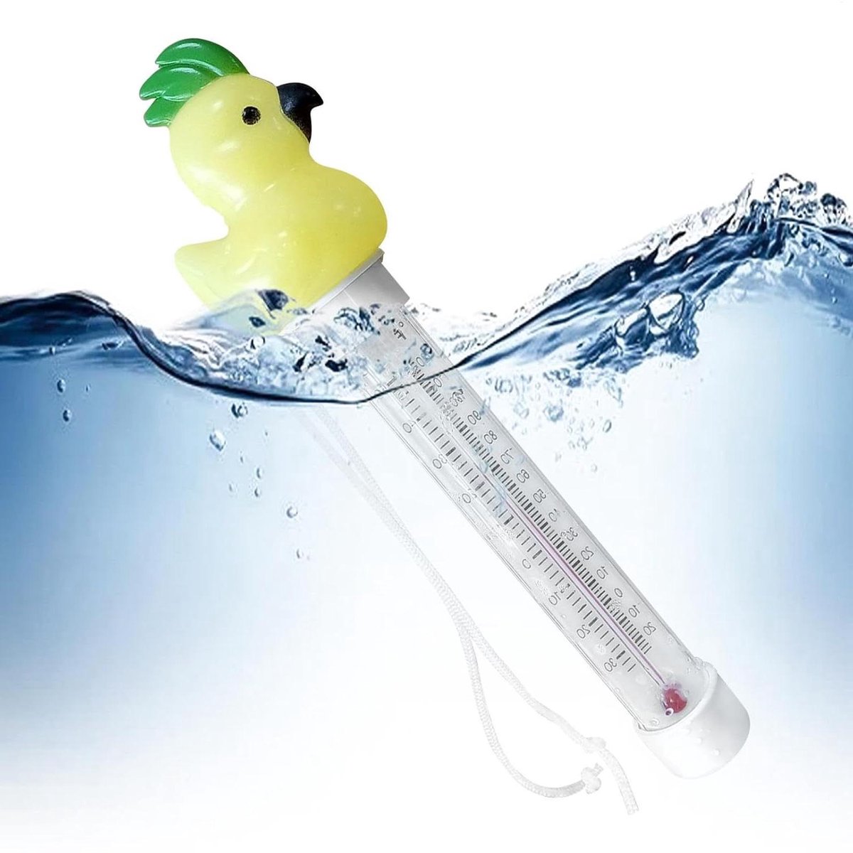 Zwembad Temperatuurmeter - Waterthermometer Spa - Watertemperatuur Meten - Drijvend en Duidelijk - 20.4 cm - Papegaai