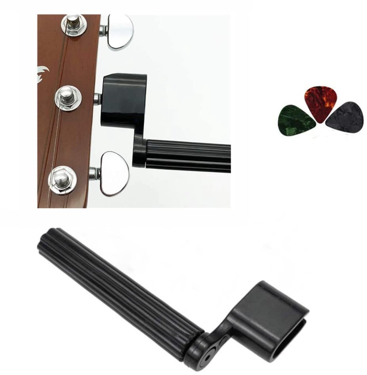 Gitaar snarenwinder - Compact en duurzaam - Eenvoudige snarenwissel - Inclusief 3 picks - SnelShoppen