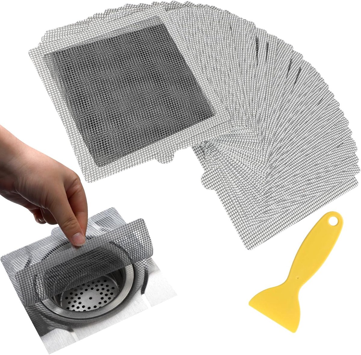 Afvoer Haarfilter 15cm x 15cm - Zelfklevende Disposable Mesh Stickers - Effectieve filtering voor douche en keuken - SnelShoppen