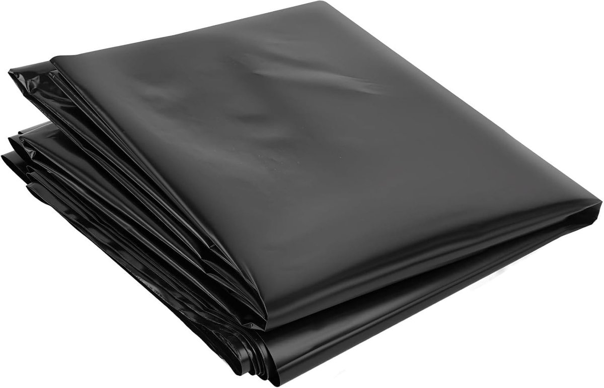 SnelShoppen - 2m x 10m Zwarte Plastic Folie, Dikke Heavy Duty 1800 g Polyethyleen Vellen, Waterdichte Tuinbedekking voor Tuinieren, Isolatie en Besche