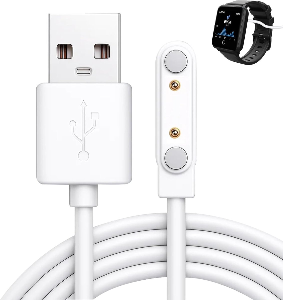 Magnetische oplaadkabel 2-pins 7,62 mm - veilige USB-reservelader - overspanningsbeveiliging - SnelShoppen