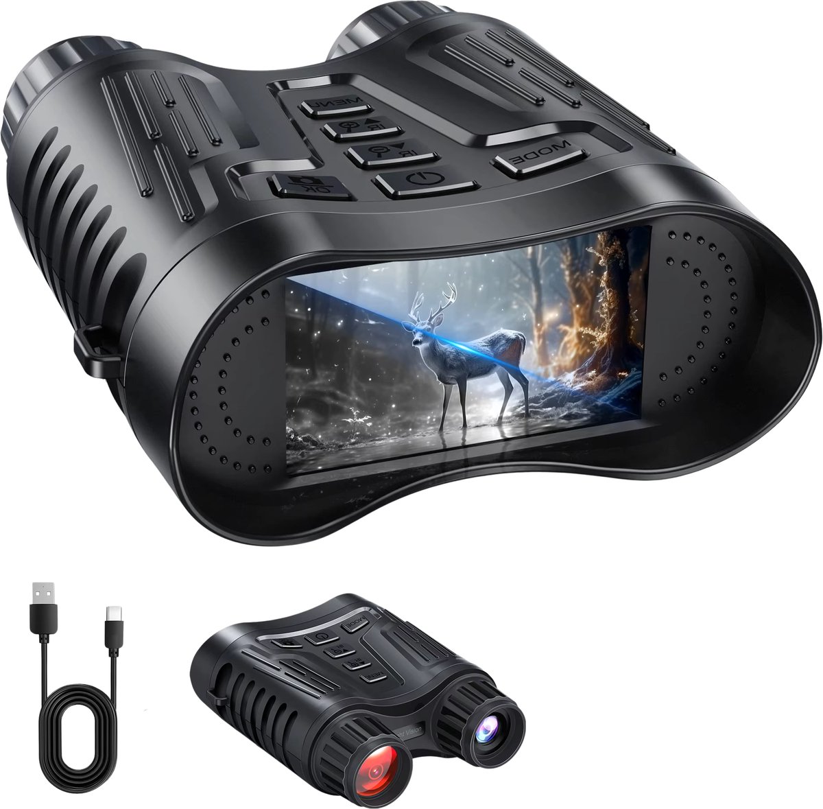 Telescoop – Voor Jacht, Camping, Varen – 4K UHD Infrarood met 8x Zoom – 32 GB Opslag, Oplaadbaar, 300 m Bereik