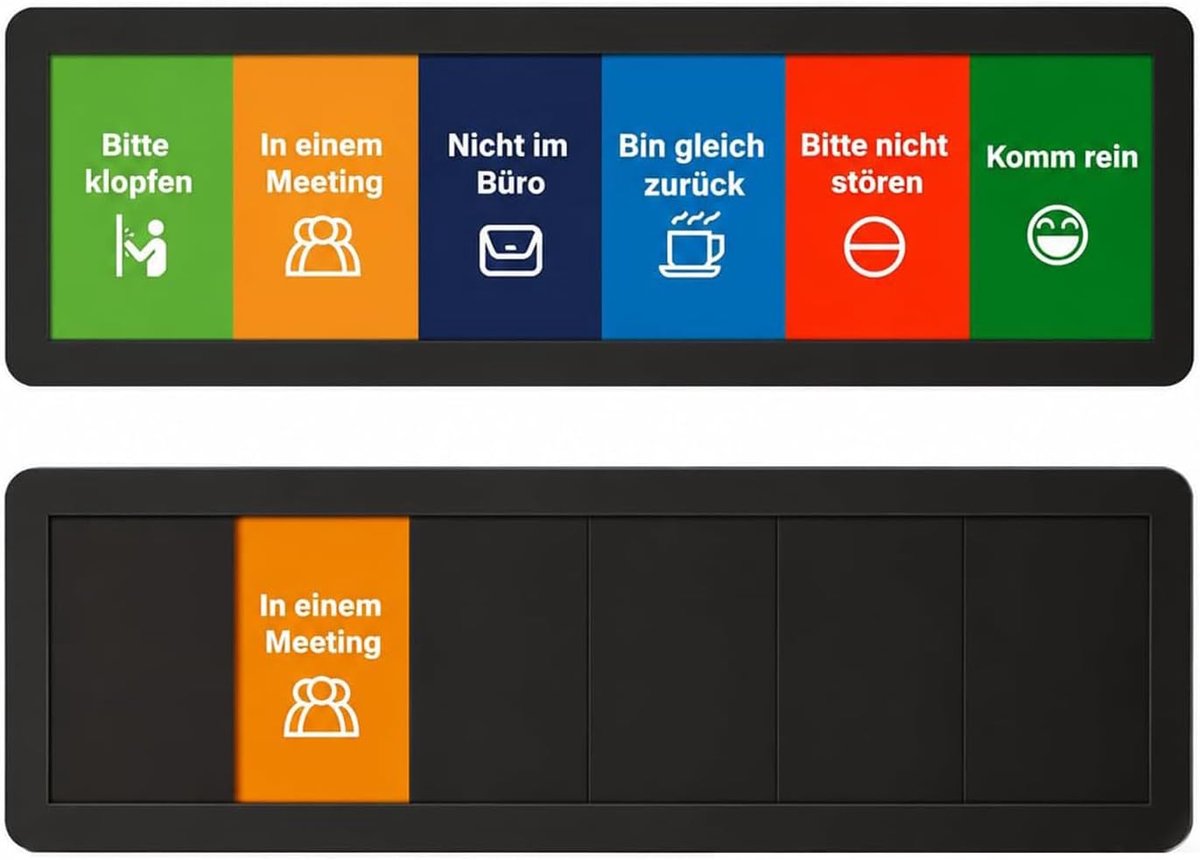 Kantoordeurbordje met schuifmechanisme - 6 professionele statusopties - duidelijke communicatie - SnelShoppen
