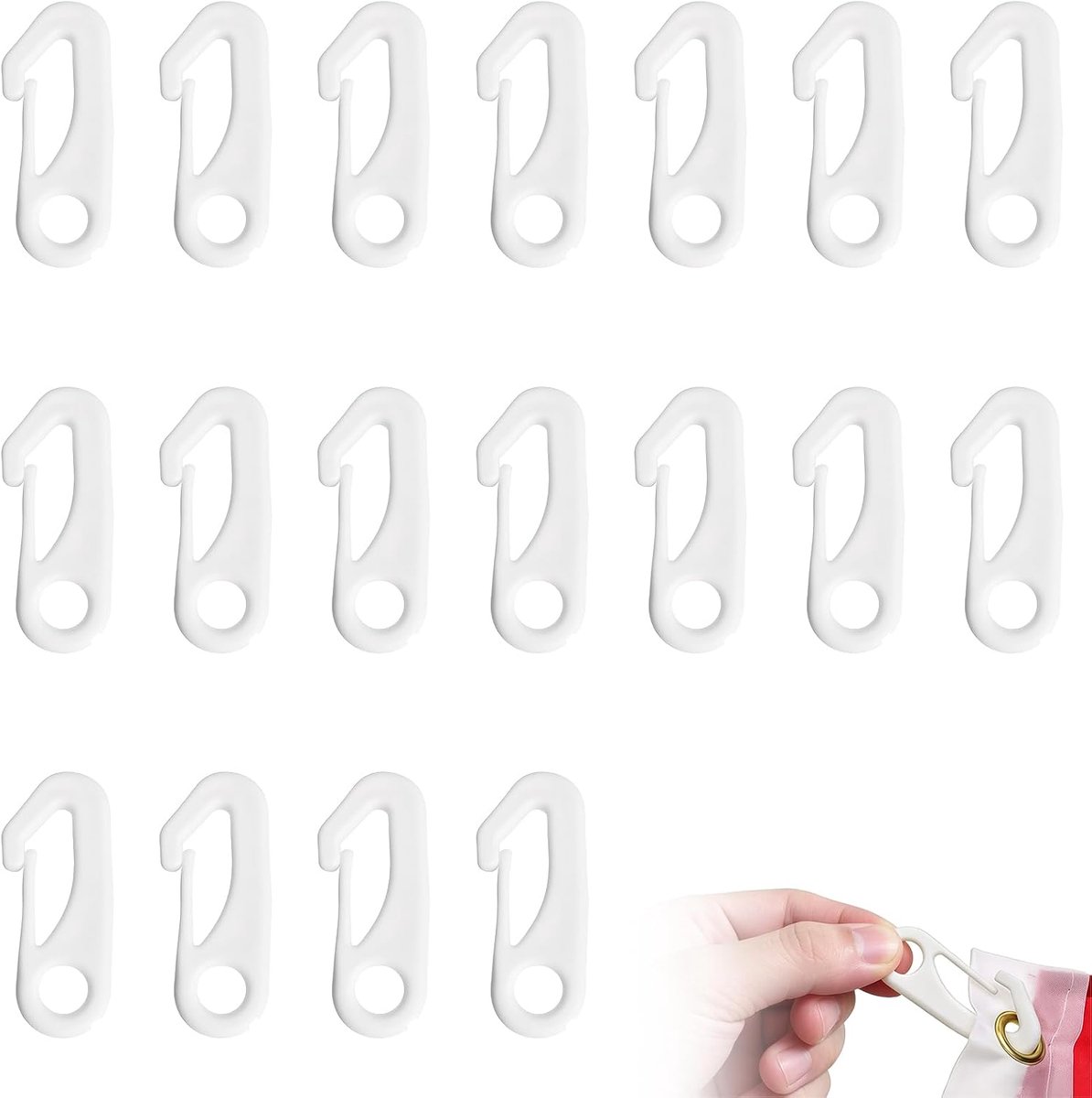 Nylon vlaggenmast haken met veerring - stille kunststof karabijnhaken - weerbestendig - SnelShoppen