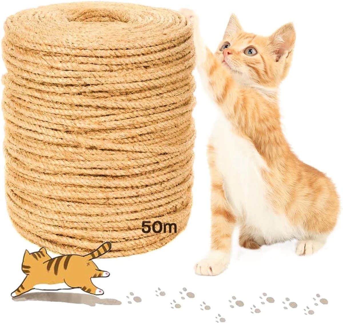 Kattenboom Touw 50m - Dikke Jute Touw - Weerbestendig en Duurzaam - Ideaal voor Krabpalen - SnelShoppen