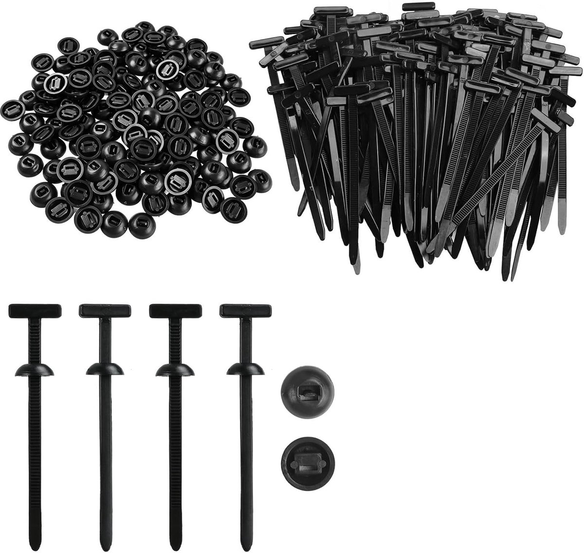 Kabelbinders 200 stuks - zwarte nylon - robuust en uv-bestendig - perfecte grip voor autoreparatie - SnelShoppen
