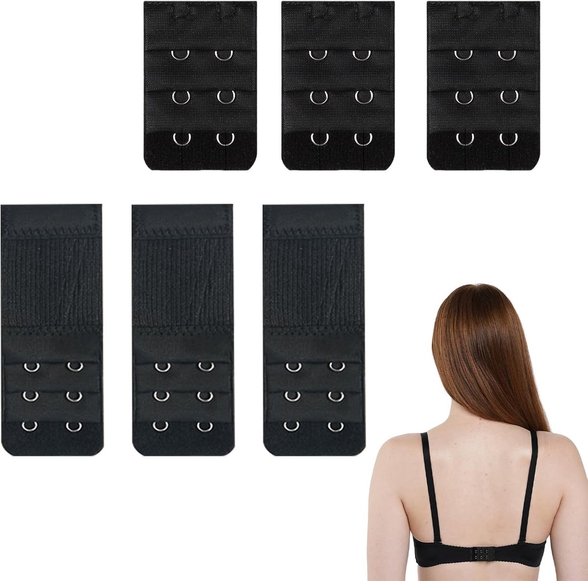 Bh verlenger pack van 6 - elastische bh verlenger met 3 haken - comfortabele bh sluiting - ideaal voor zwangere vrouwen - ShopVlot