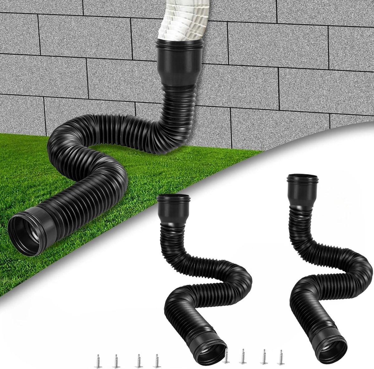 Afvoerpijp verlengsnoer 21-60 cm - Flexibel zwart - Voor efficiënt afvoeren van regenwater - ShopVlot