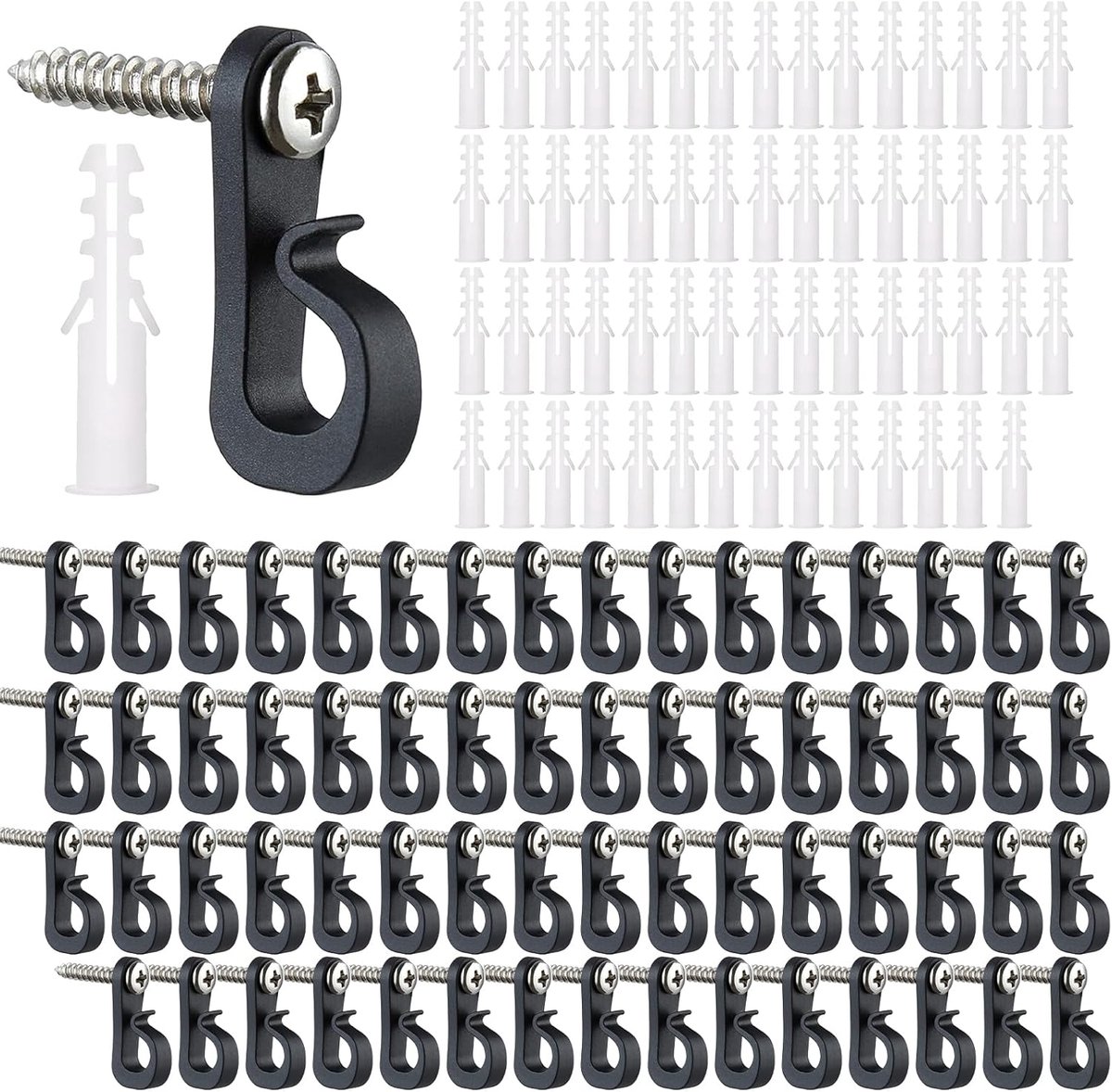 Screw Hooks 60pcs - Mini Fairy Light Haakjes - Inclusief Veiligheidsbuckle - Ideaal voor Buitenverlichting - ShopVlot