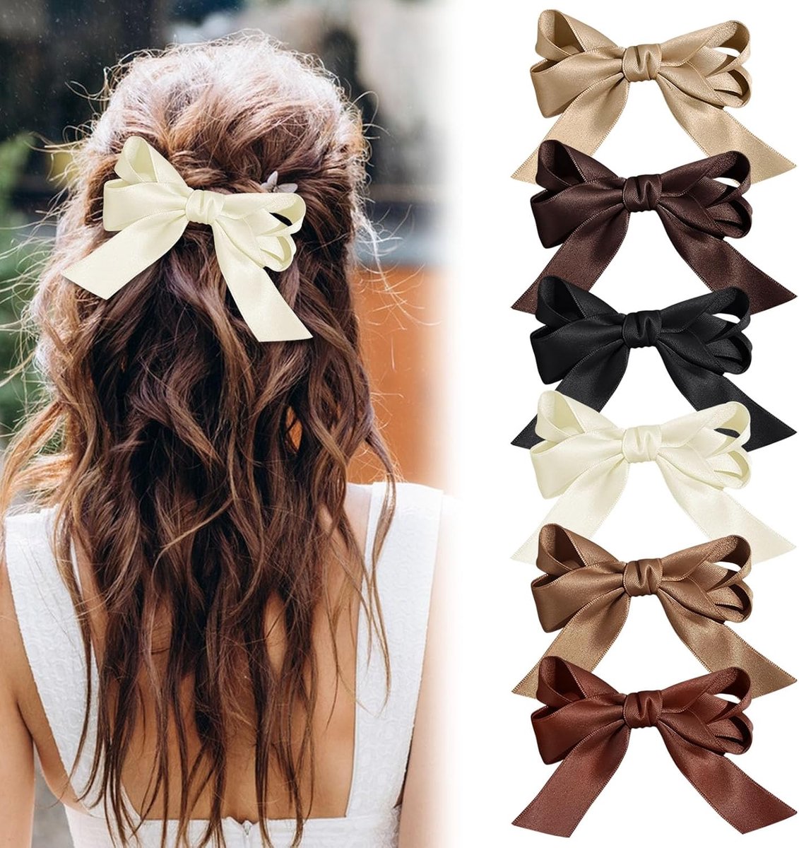 Haarstrikken 6 Stuks - Elegante Zachte Satijnen Haarspeld - Veilig en Comfortabel - Perfect voor Feestjes - ShopVlot