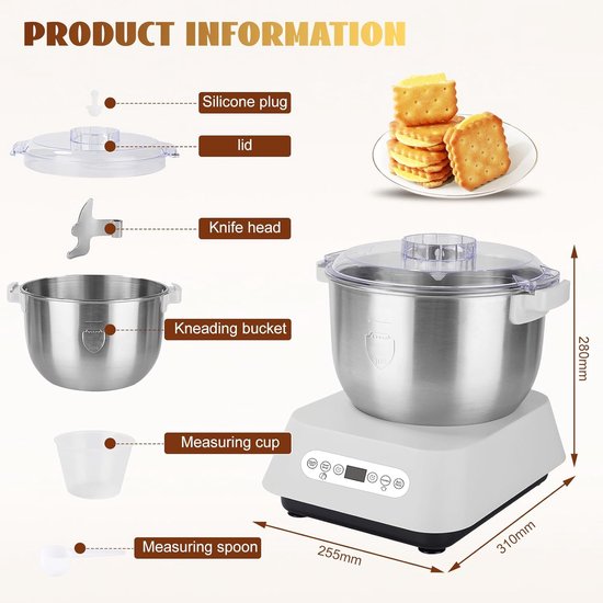 Deegmaker 7 liter - RVS - automatische fermentatiefunctie - ideaal voor thuisbakkers - ShopVlot — afbeelding 5