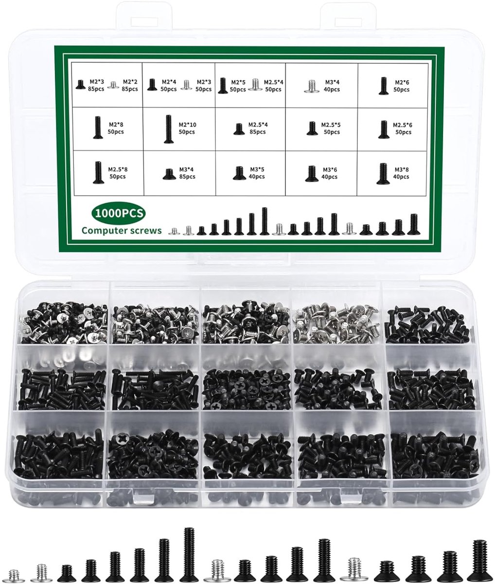 1000-delige schroeven set M2 M2.5 M3 - zelftappende carbon stalen schroeven - corrosiebestendig - ShopVlot