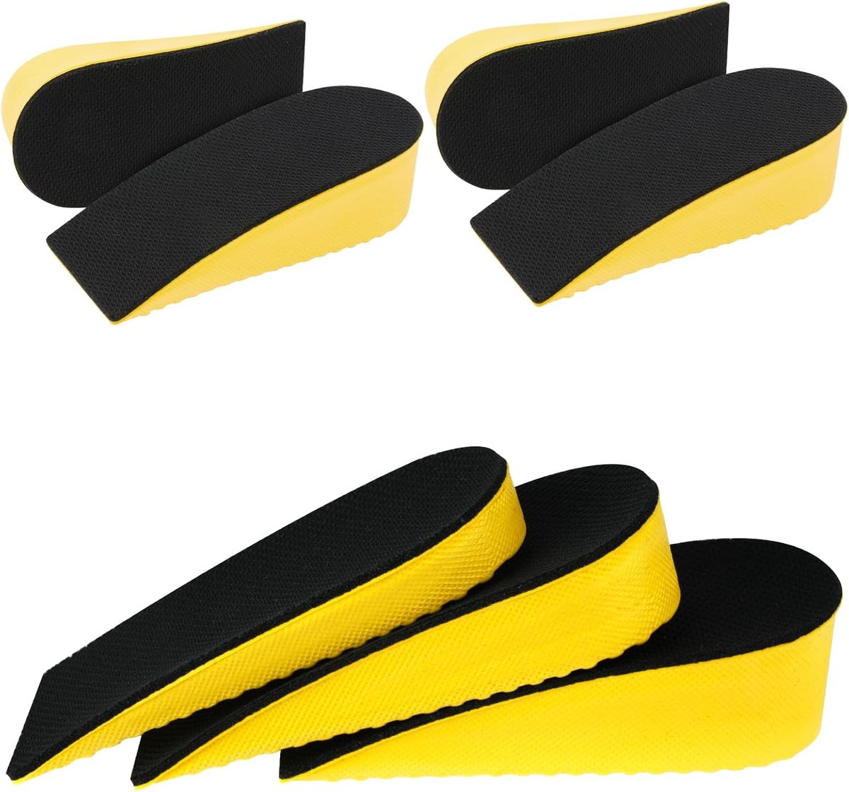 Hielinlegzolen 3.5cm - Zwart met gele achtergrond - Half verhoogde hielinserts - Verbetert beenlengteverschil - ShopVlot