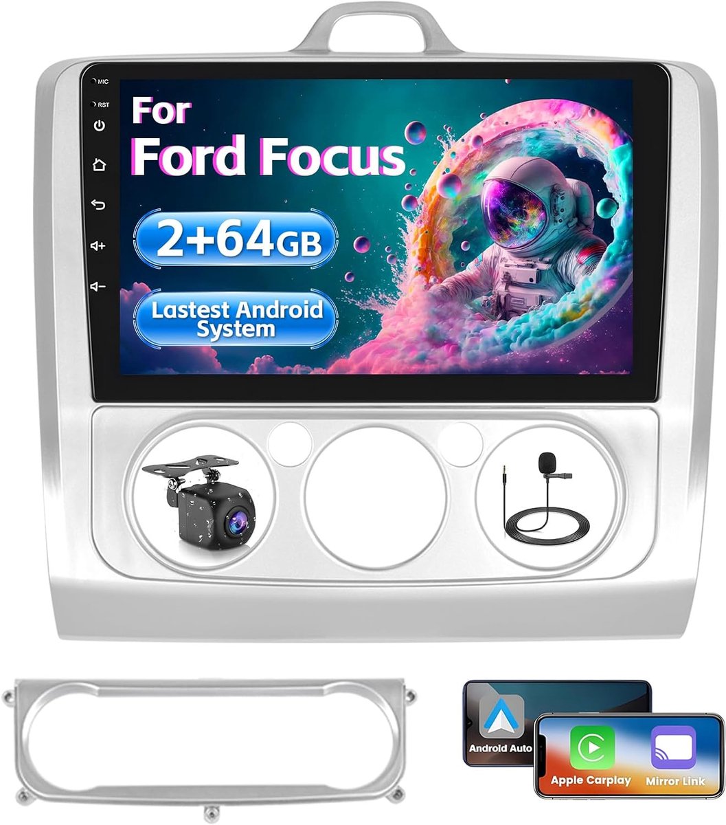 Autostereo 9 Inch Touchscreen - 2+64G Android CarPlay - Draadloos en GPS Navigatie - Voor Ford Focus 2004-2011 - ShopVlot