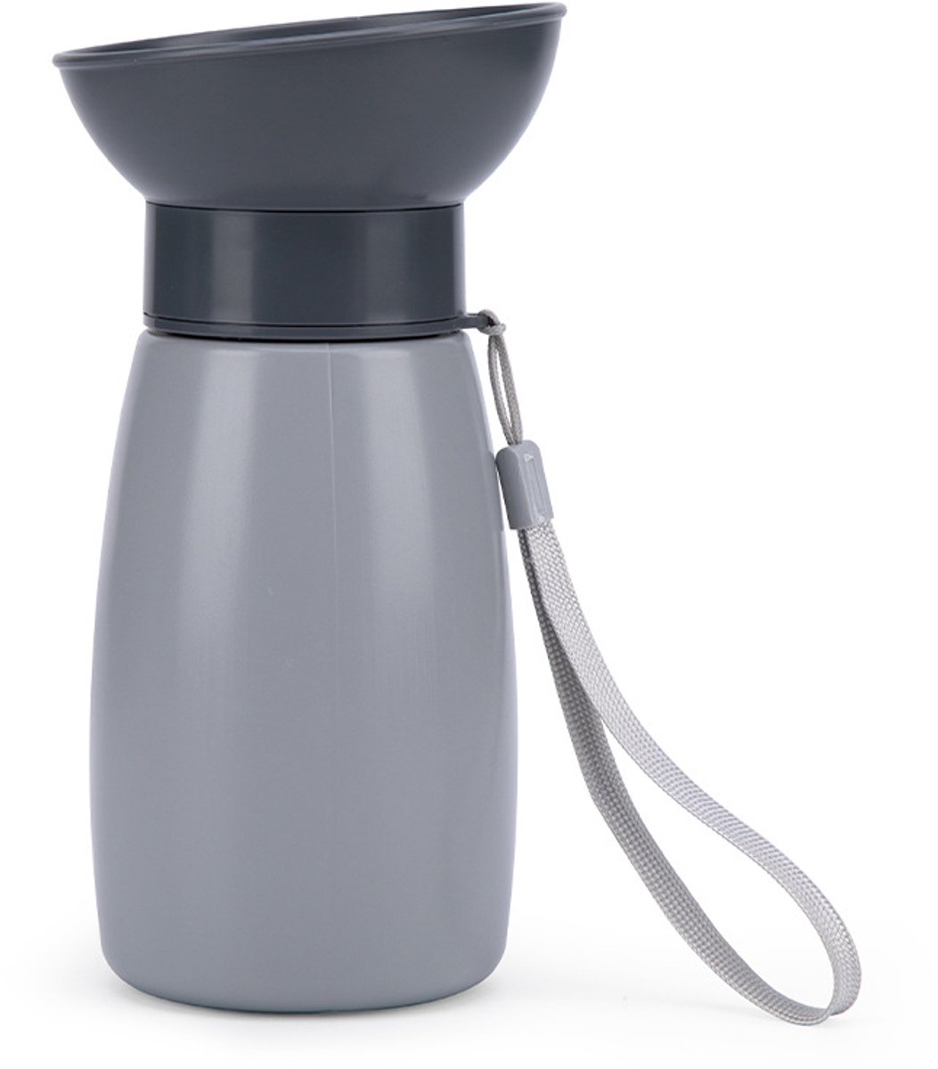 Claoner Drinkfles voor honden - 600ml draagbaar - Lekvrij - Voor wandelen reizen camping park strand - Grijs