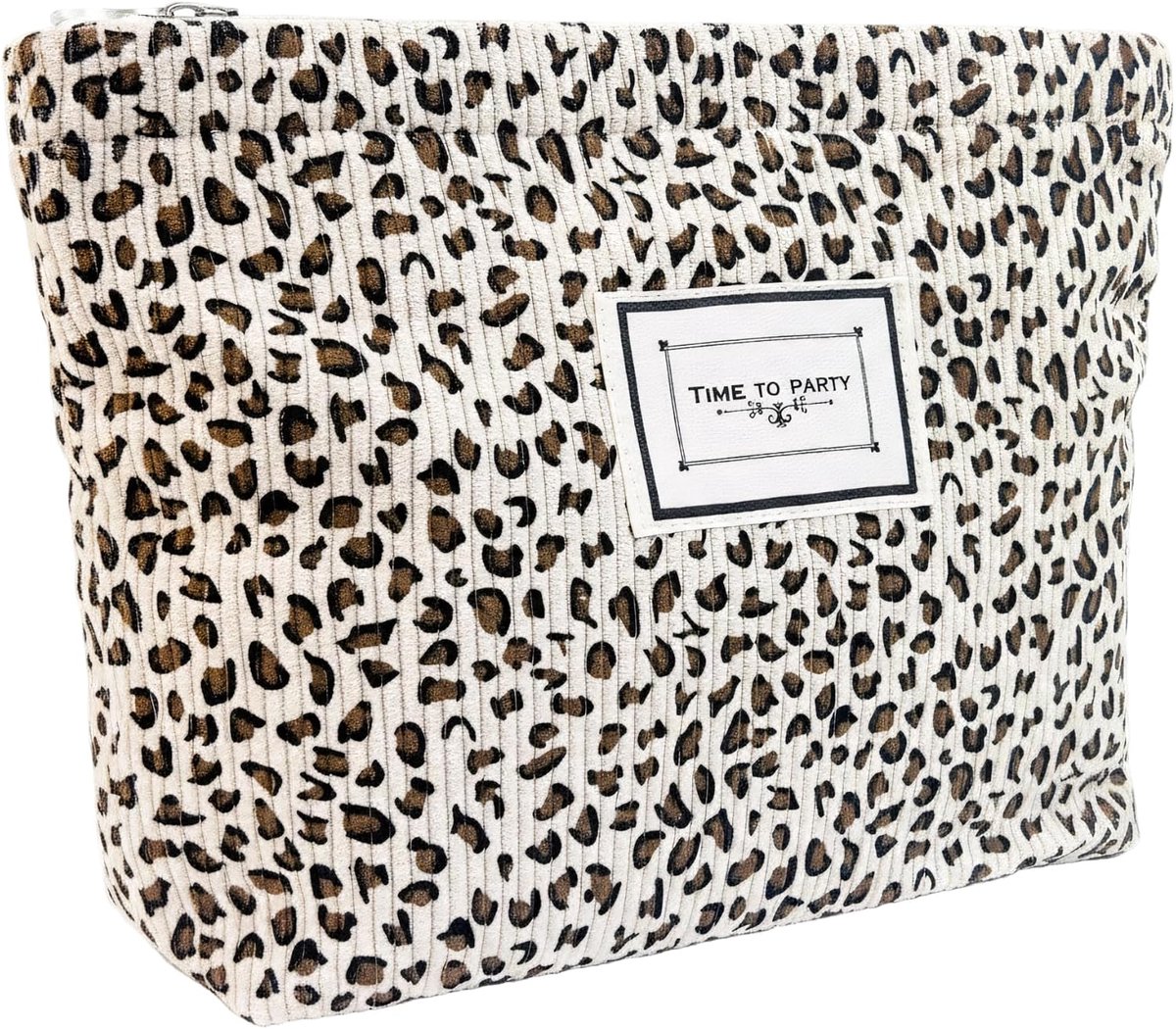 Cosmeticazakje 26x18 cm - Leopard patroon - Stijlvol corduroy - Perfect voor onderweg - ShopVlot
