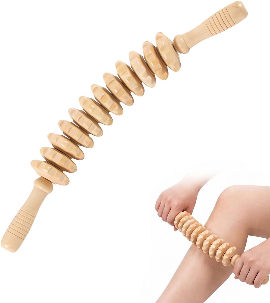 Anti-cellulitis-massageapparaat - 12 afneembare wielen - houten massageroller - stimuleert lymfedrainage - ShopVlot