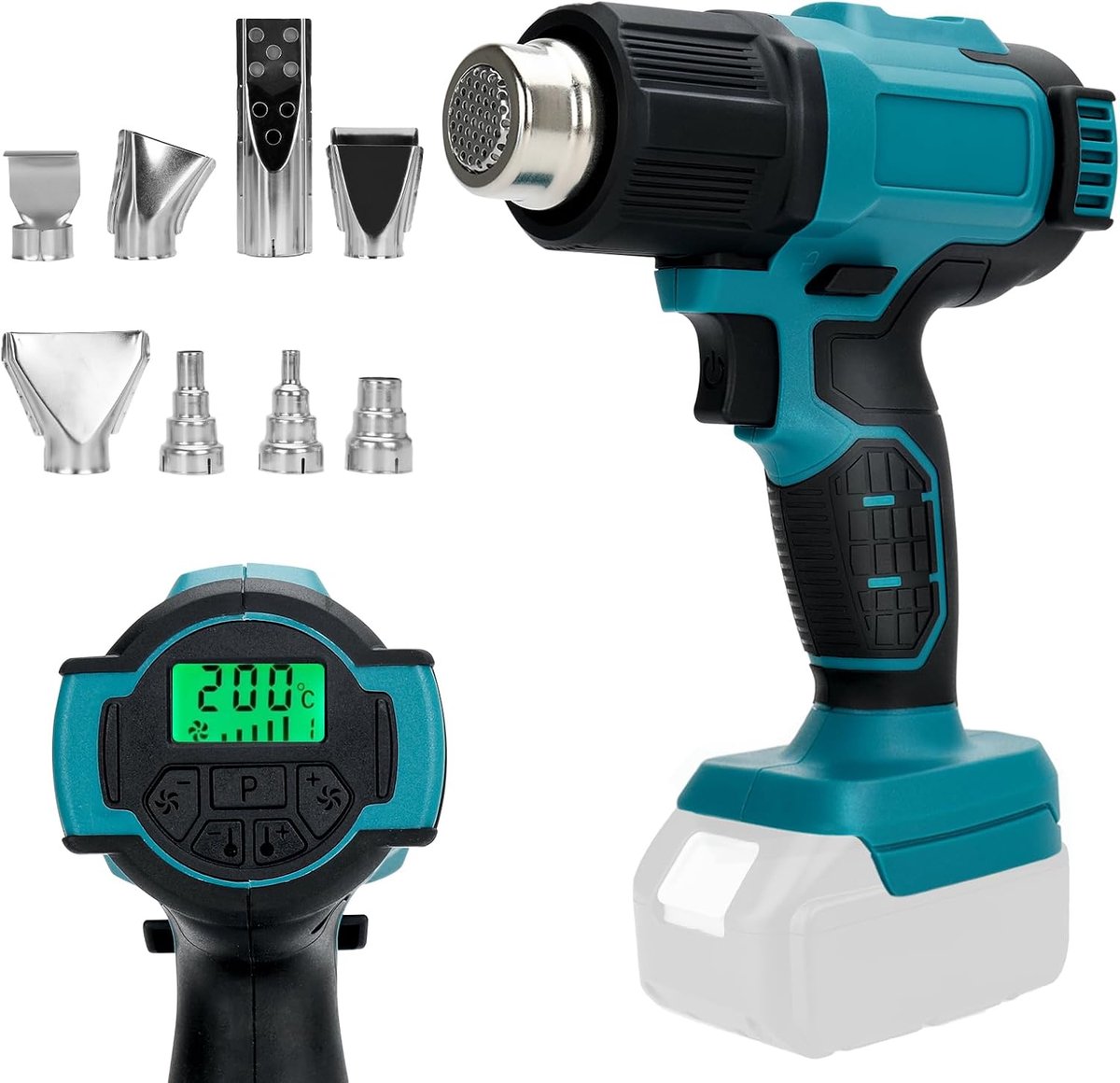 Hete Luchtpistool 18V - LCD Digitale Weergave - 4 Temperatuurinstellingen - Voor Verf Verwijderen - ShopVlot