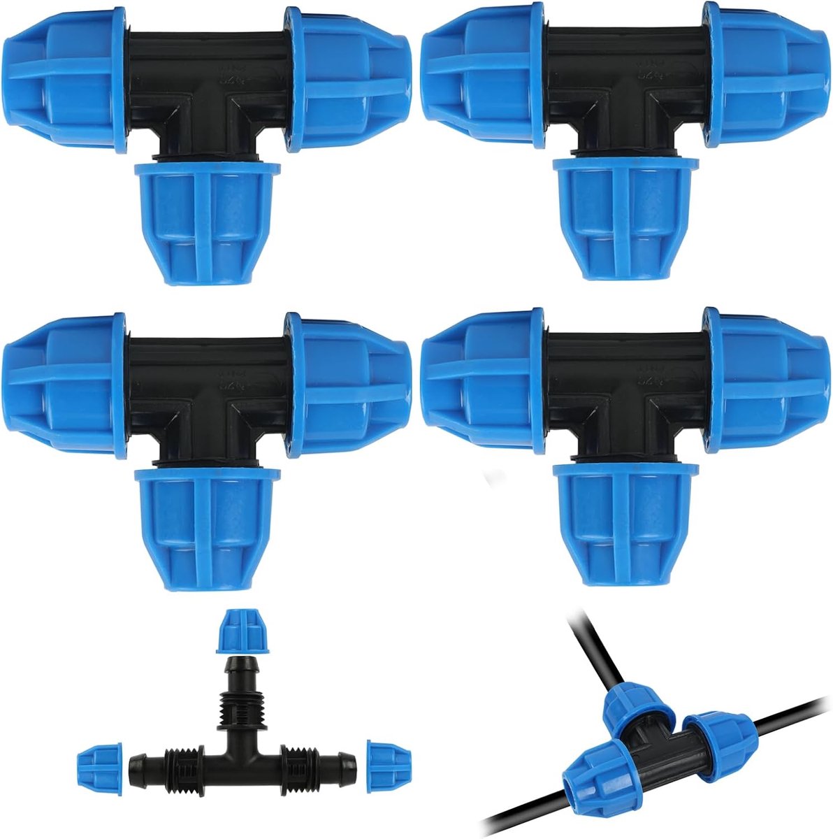 T-stukken PE leidingfitting 20 mm - schroefverbinding PN16 - DVGW gecertificeerd - ideaal voor drinkwatervoorziening - ShopVlot