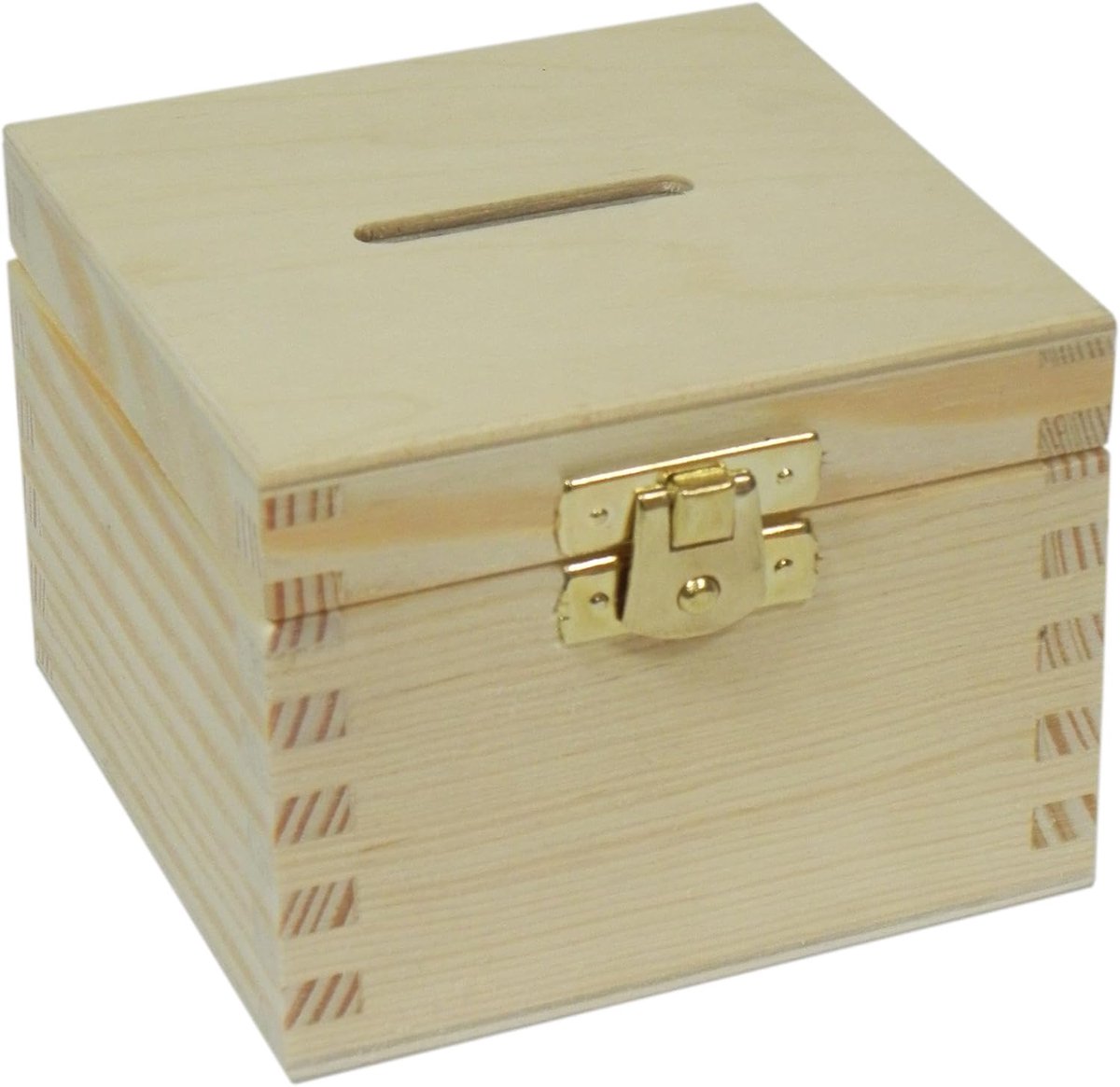 Spaarpot houten 10 x 10 cm - decoupage en brandtekening - gemakkelijk te openen - unieke decoratie - ShopVlot