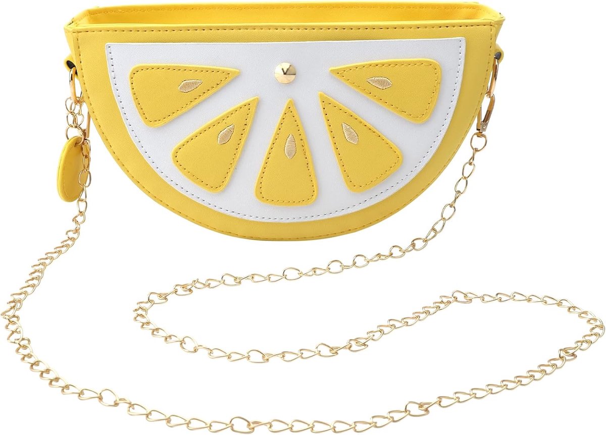 Schoudertas voor meisjes - Gele fruitvorm - Gouden ketting - Ideaal voor zomerfeestjes - SnelShoppen