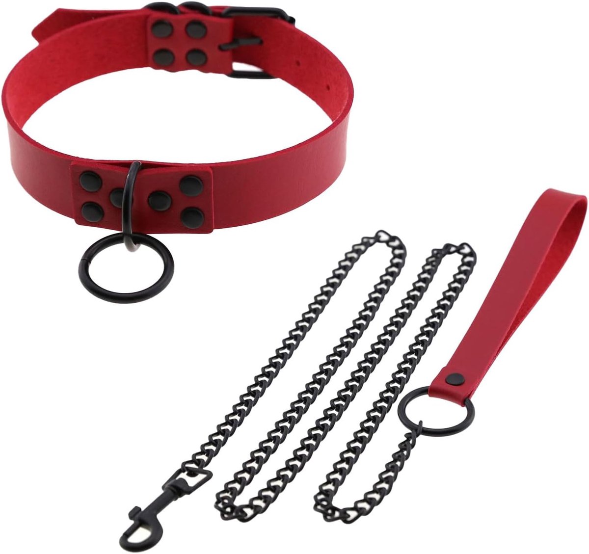 Choker Necklace PU Leer Rood - O-Ring Choker voor Mannen en Vrouwen - Sexy Gothic Accessoire - SnelShoppen