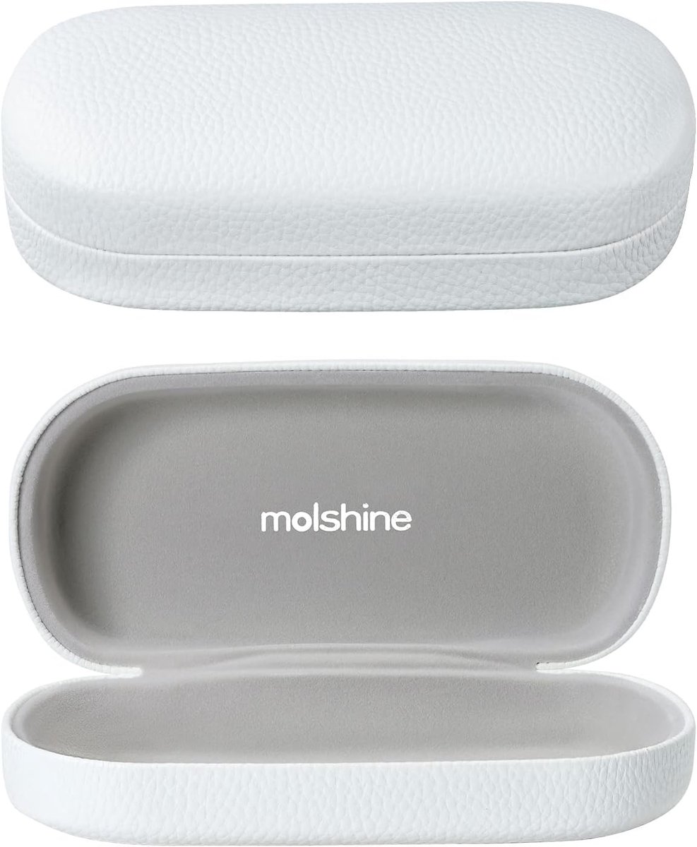 Zonnebril etui groot - hard shell leer - wit - bescherming voor uw zonnebril - SnelShoppen