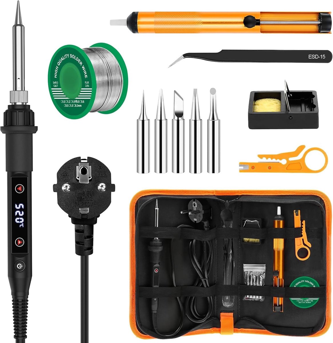 Soldering iron set 80 W - LCD display - instelbare temperatuur 180-560 °C - ideaal voor precisiewerk - SnelShoppen