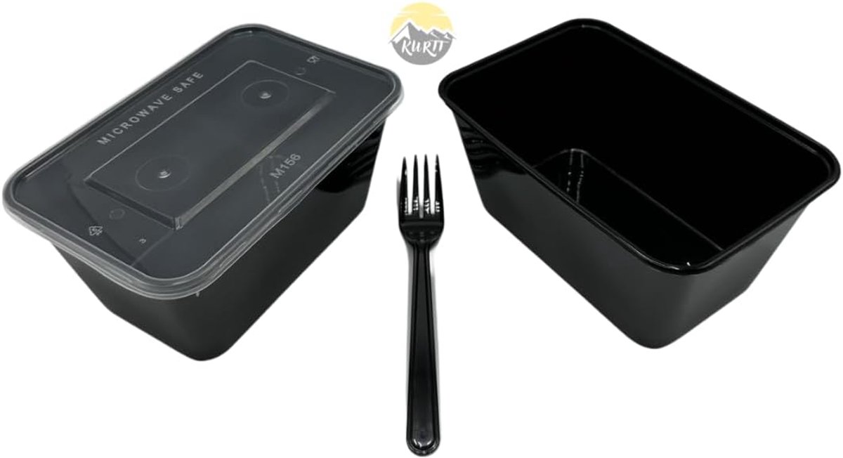 Magnetroncontainers 1000 ml - zwart - BPA-vrij - herbruikbaar en vaatwasserbestendig, ideaal voor meal prep - ShopVlot
