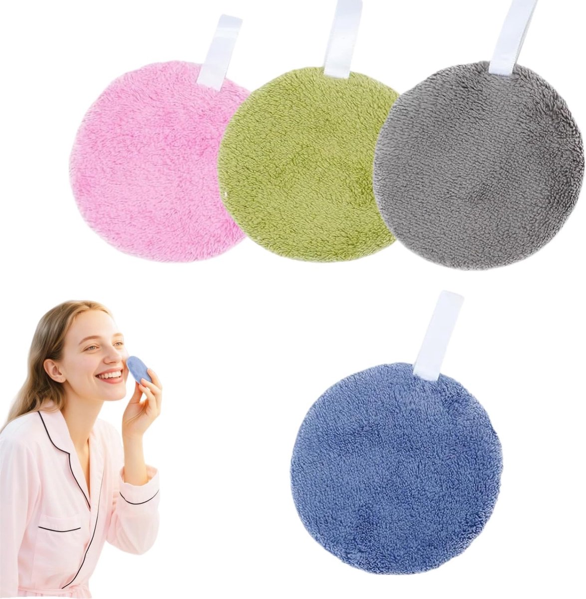 Wasbare make-up remover pads - 4 stuks - dubbelzijdig - voor alle huidtypes en herbruikbaar - ShopVlot