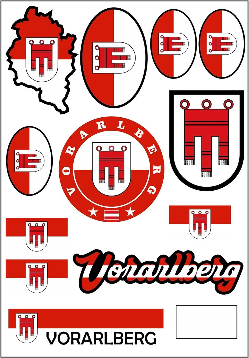Stickerblad Vorarlberg Oostenrijk - 12 stuks - Waterdicht vinyl - Perfect voor auto of motor - ShopVlot